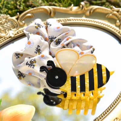 YHJ Hair Accessories  New Acetic Acid Diamond Bees Grab Clip Large Hairpin Back Hair Shark Clip Hair Grab