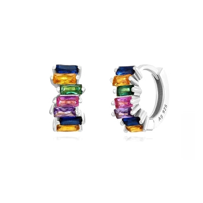 1 Pair Elegant Cute Shiny Geometric Copper Zircon 24K Gold Plated Hoop Earrings