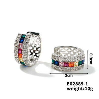 1 Pair Simple Style Cool Style Shiny Geometric Inlay Copper Zircon K Gold Plated Rhodium Plated Earrings