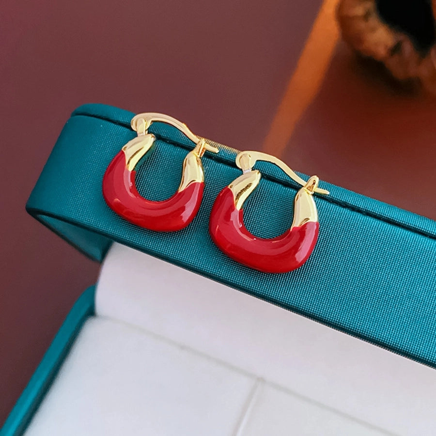 1 Pair Basic U Shape Plating Copper Earrings