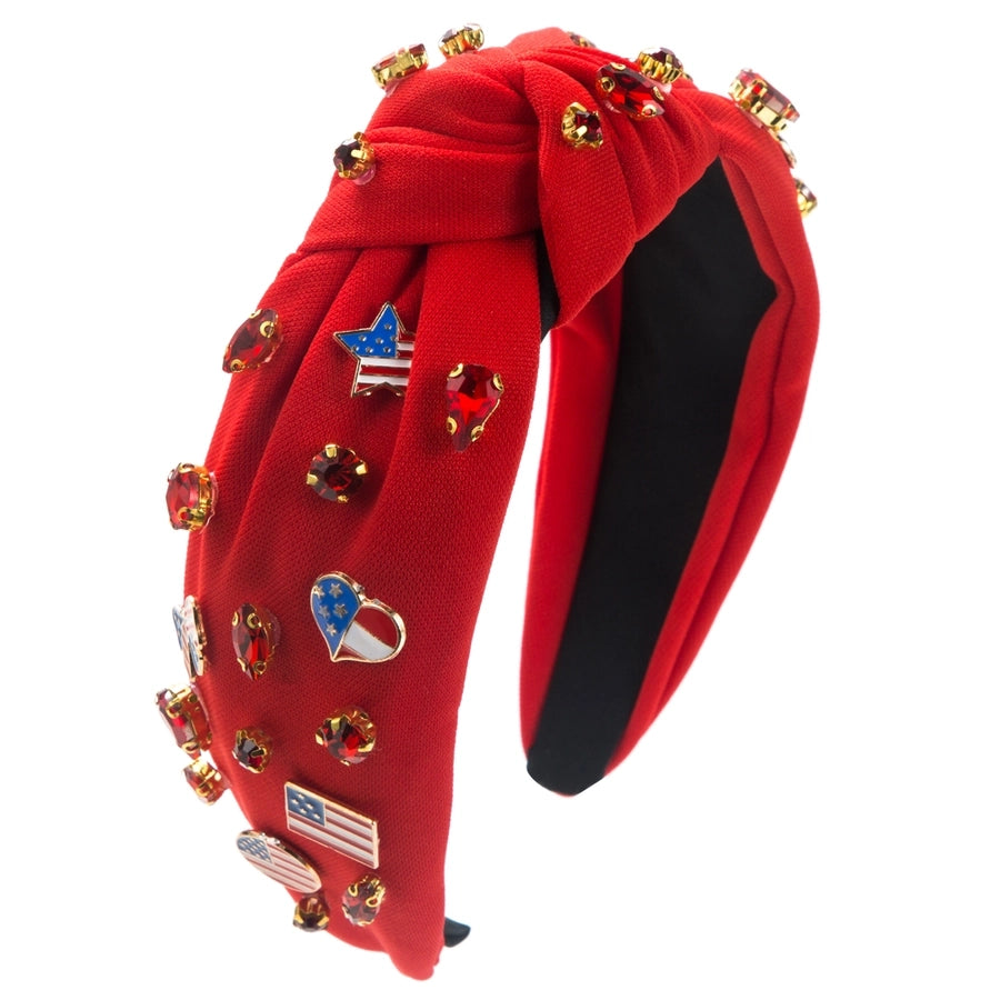 Women's Casual Vintage Style Pentagram National Flag Alloy Cloth Inlay Rhinestones Hair Band
