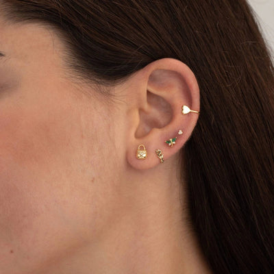 1 Pair IG Style Leaf Moon Heart Shape Inlay Copper Zircon Gold Plated Ear Cuffs