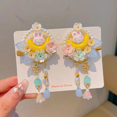 Kid'S Ethnic Style Flower Butterfly Arylic Resin Sequins Plating Artificial Pearls Hair Clip