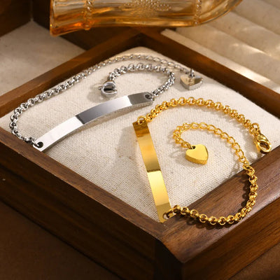 Basic Geometric 304 Stainless Steel 18K Gold Plated Belcher Chain ID Bracelet In Bulk