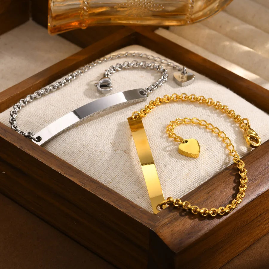 Basic Geometric 304 Stainless Steel 18K Gold Plated Belcher Chain ID Bracelet In Bulk