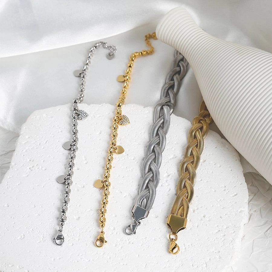 Casual Vacation Sweet Twist 304 Stainless Steel 14K Gold Plated Bracelets In Bulk