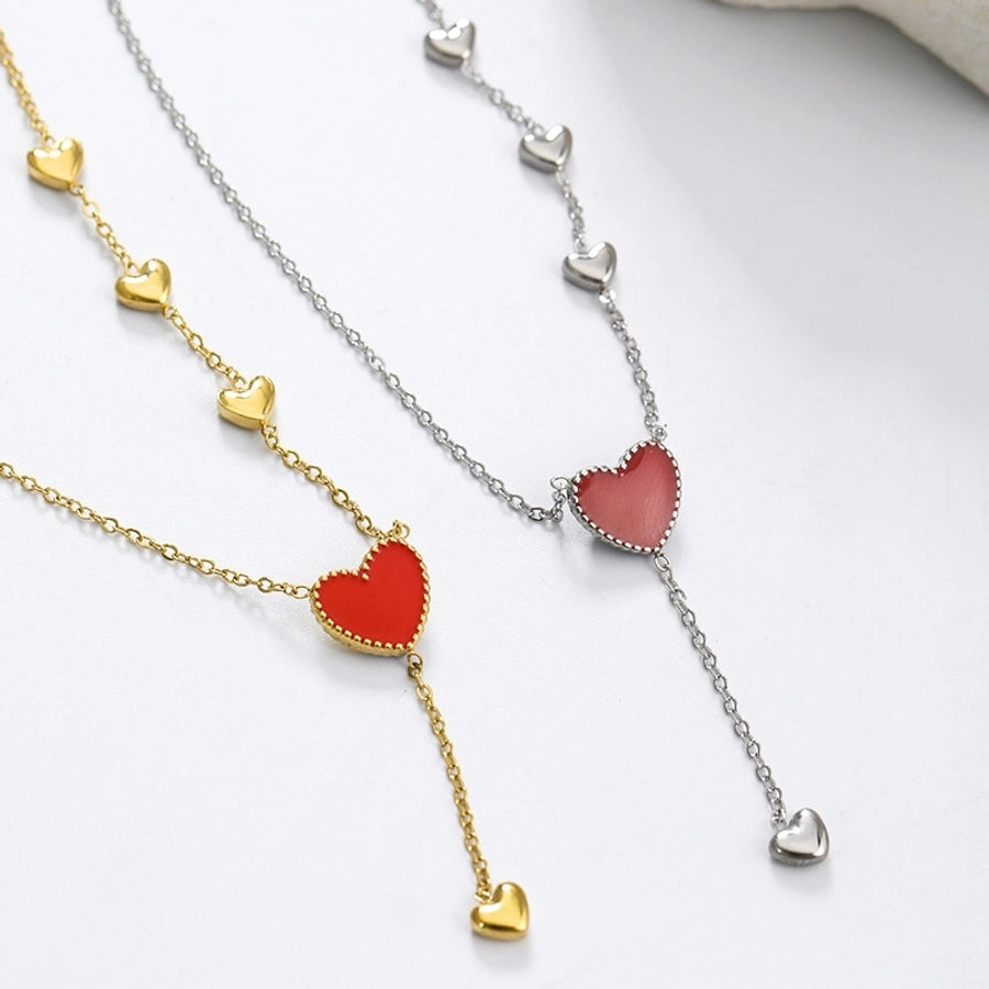 Jewelry Simple Style Heart Shape 304 Stainless Steel Pendant Necklace