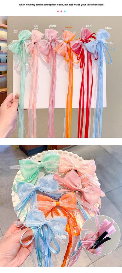 Children's super fairy bow ribbon hairpin baby Chinese style braided hair headwear girl ancient style hanfu hairpin hair accessories
