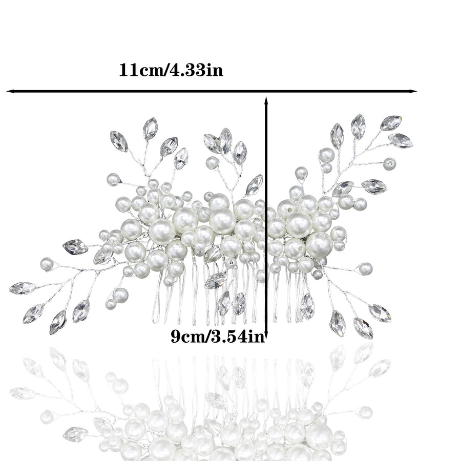 women's glam wedding bridal geometric artificial pearl hair combs insert comb