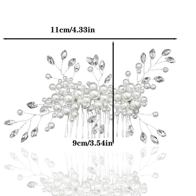 women's glam wedding bridal geometric artificial pearl hair combs insert comb