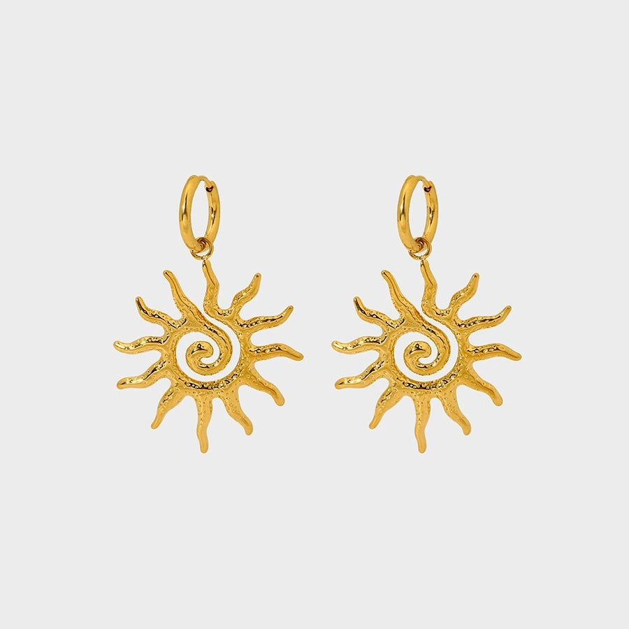 1 Pair Vintage Style Classic Style Sun 304 Stainless Steel 18K Gold Plated Drop Earrings