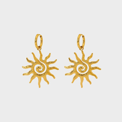 1 Pair Vintage Style Classic Style Sun 304 Stainless Steel 18K Gold Plated Drop Earrings
