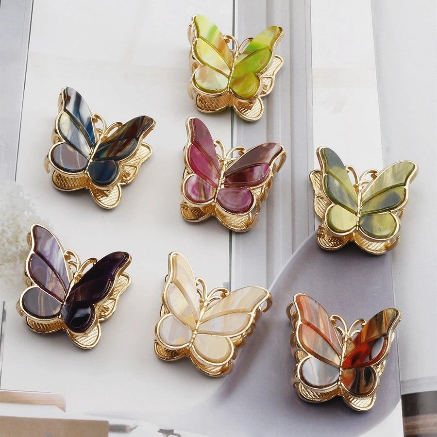 simple style butterfly acetic acid sheets plating hair claws 1 piece