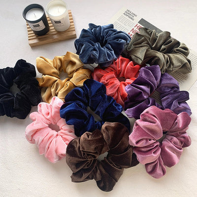 velvet oversized pure color hair scrunchies