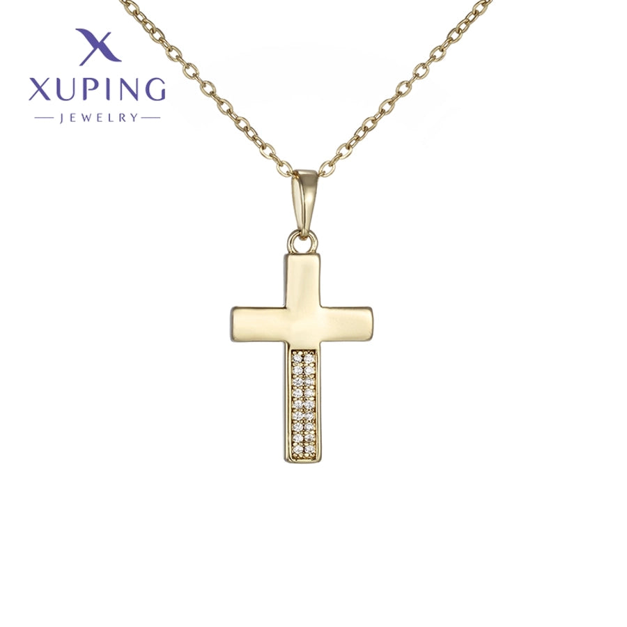 Copper 18K Gold Plated Cross Pendant Necklace