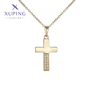 Copper 18K Gold Plated Cross Pendant Necklace