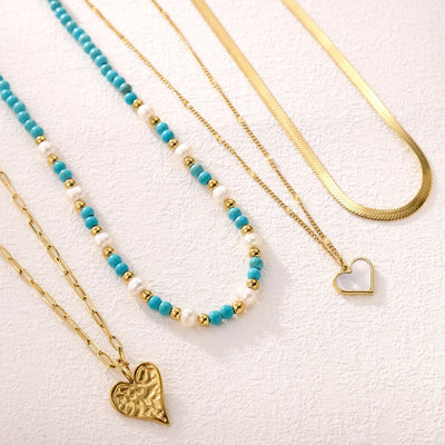 Jewelry Simple Style Heart Shape 304 Stainless Steel 18K Gold Plated Pendant Necklace