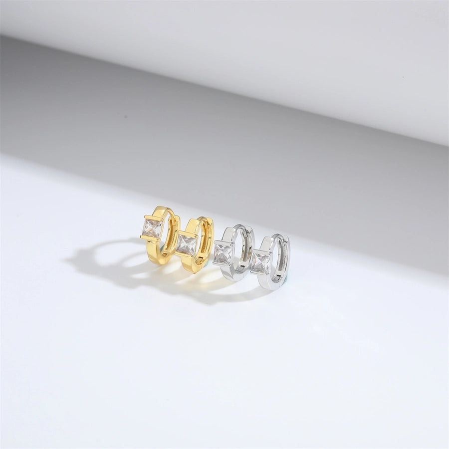 1 Pair Vintage Style Simple Style Round Copper Zircon 14K Gold Plated Earrings Ear Studs