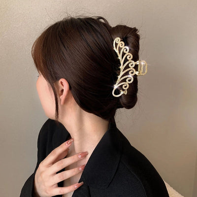elegant waves alloy plating hollow out inlay zircon hair claws