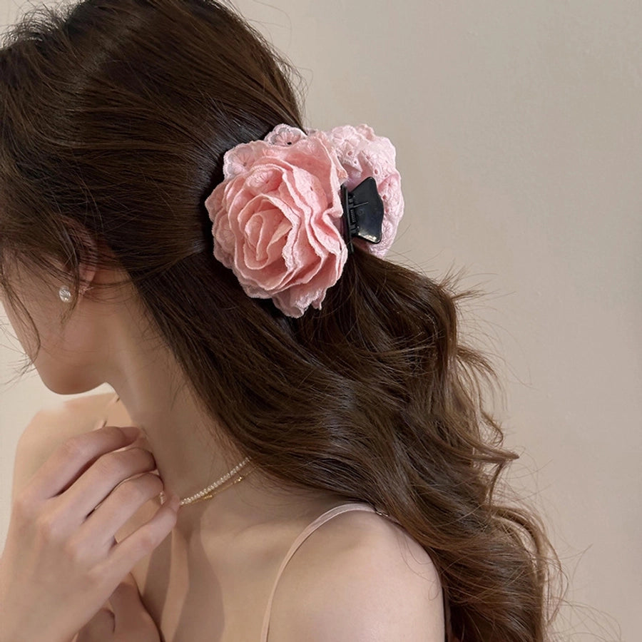 Korean style online celebrity caro rose clip female  new flower shark clip high-grade headdress Flower hairpin headdress