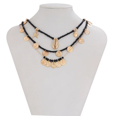 Alloy Iron Copper Plating Geometric Seed Bead Necklace