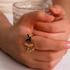 Jewelry IG Style Simple Style Butterfly 304 Stainless Steel Zircon 18K Gold Plated Inlay Open Rings