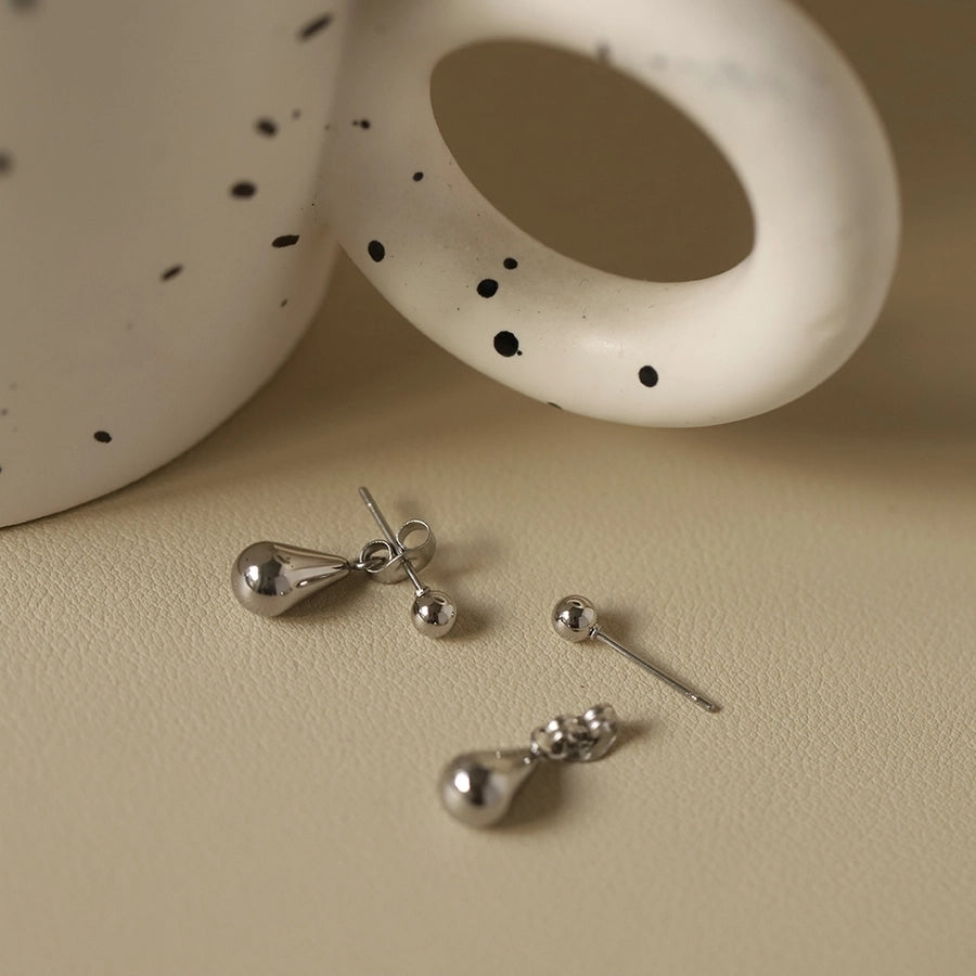 1 Pair Cute Vacation Modern Style Round Water Droplets 304 Stainless Steel Drop Earrings
