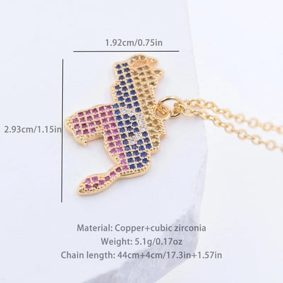 1 PCs Creative Flag Love Heart Pendant Copper Plating 18K Gold Epoxy/Inlaid Color Cubic Zirconia Necklace Punk Simple Fashion for Men Women Daily Wear