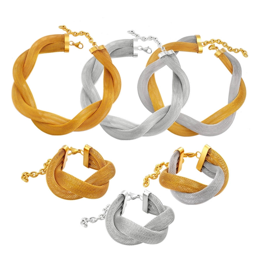 Jewelry Retro Exaggerated Geometric 304 Stainless Steel 18K Gold Plated Bracelets Necklace