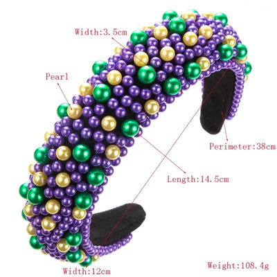 women's cute geometric imitation pearl cloth sponge inlay pearl hair band