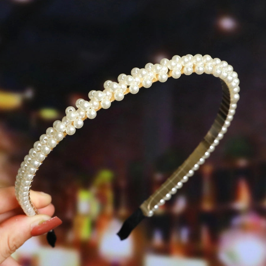 women's fashion waves alloy inlay artificial pearls headwear