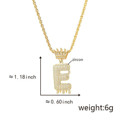 Copper Hemp flowers chain 18K Gold Plated Letter Zirconia Pendant Necklace