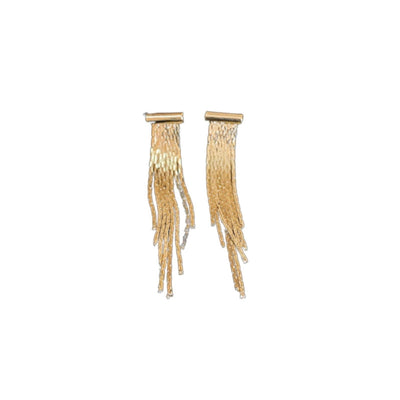 1 Pair Elegant Geometric Solid Color Tassel Copper Drop Earrings