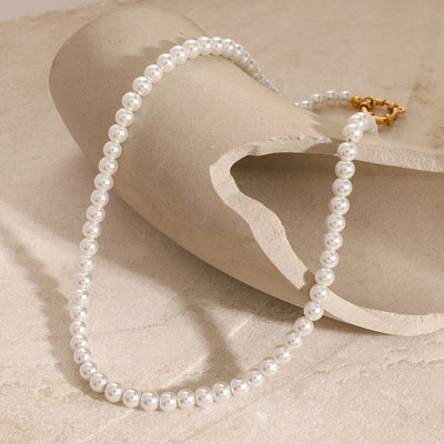 Jewelry Simple Style Classic Style Round 304 Stainless Steel Glass Pearl Beaded Necklace