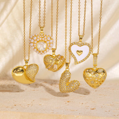 Copper Plating Heart Shape Pendant Necklace