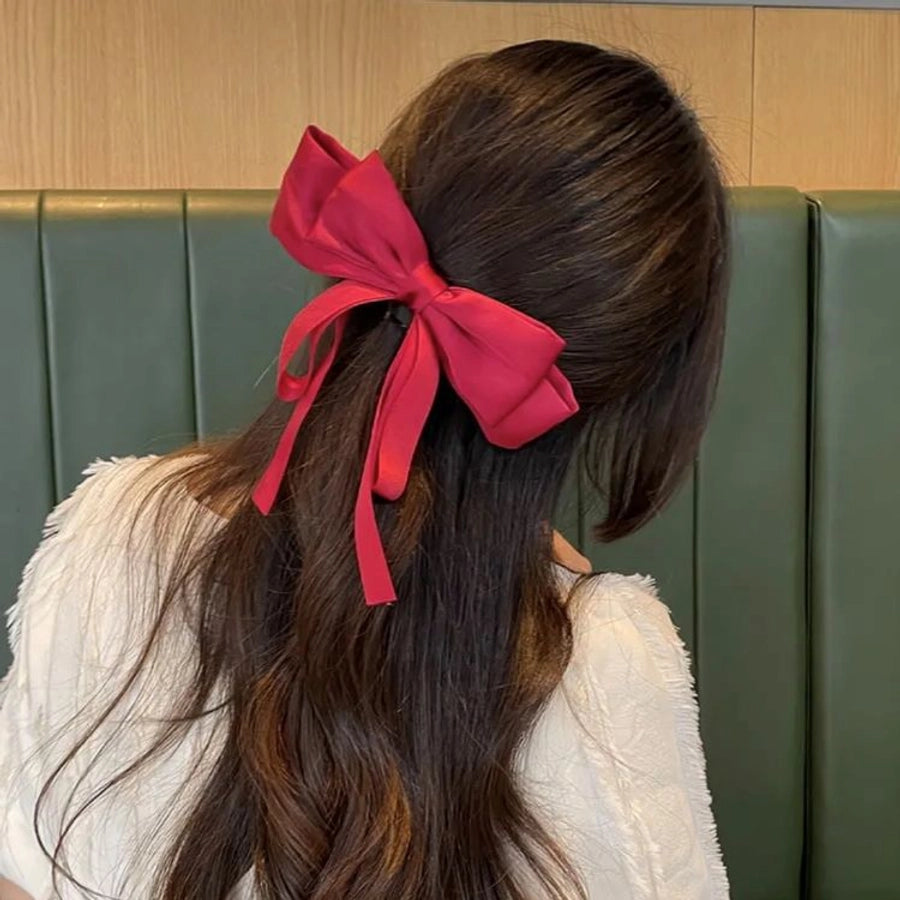 Big bow ribbon hairpin horizontal clip headdress temperament hair accessories high sense back head top clip spring clip