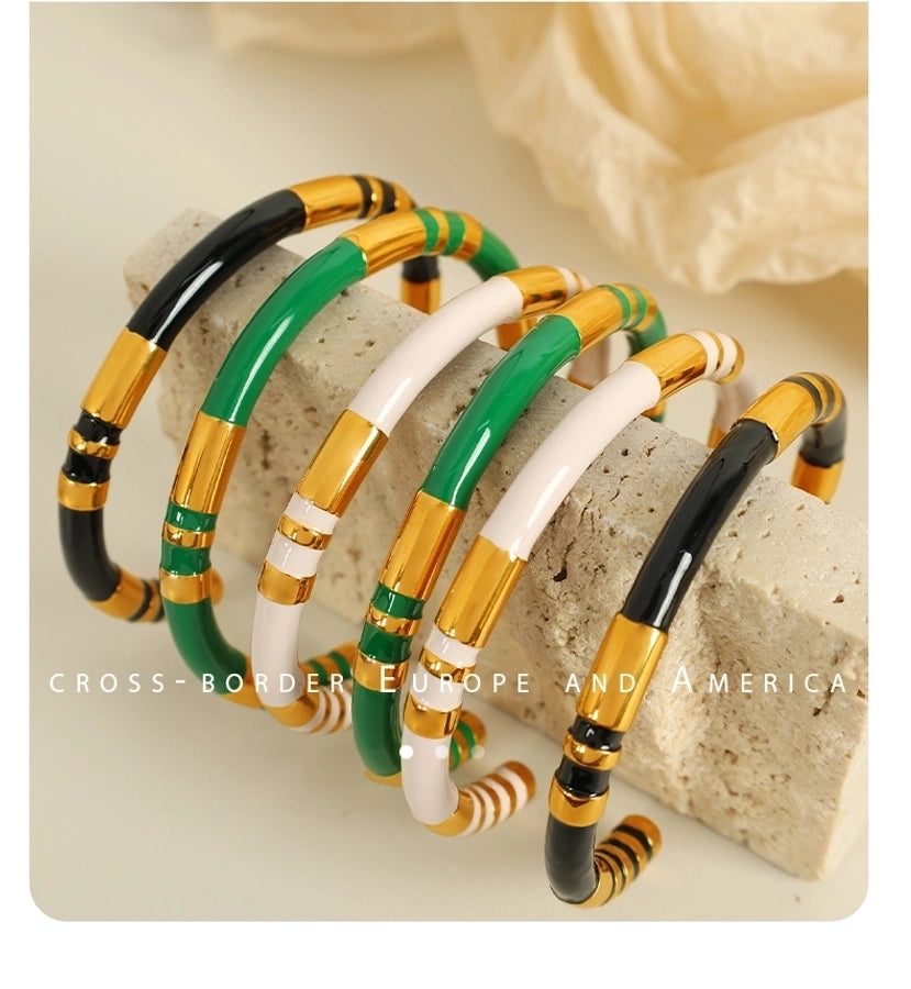 IG Style Casual Simple Style Geometric 304 Stainless Steel 18K Gold Plated Bangle In Bulk