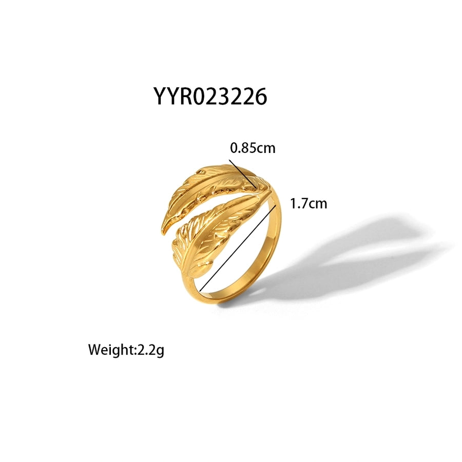 Jewelry IG Style Casual Simple Style Leaves 304 Stainless Steel 18K Gold Plated Polishing Open Rings