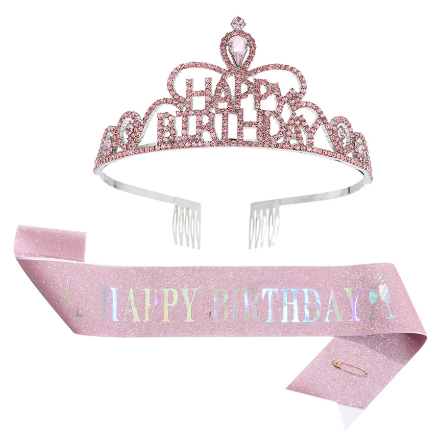 fashion letter metal inlay crown 2 piece set