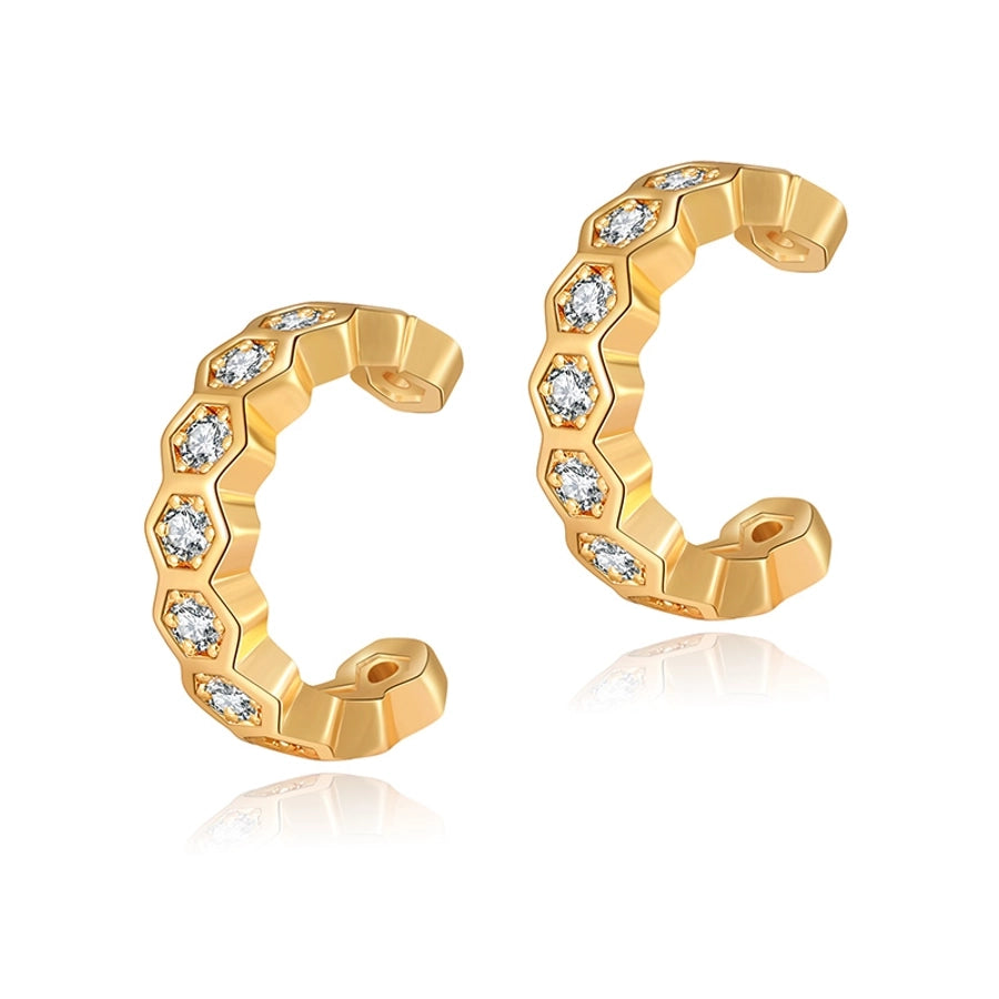 1 Pair Lady Modern Style Shiny Semicircle Inlay Copper Zircon Ear Cuffs