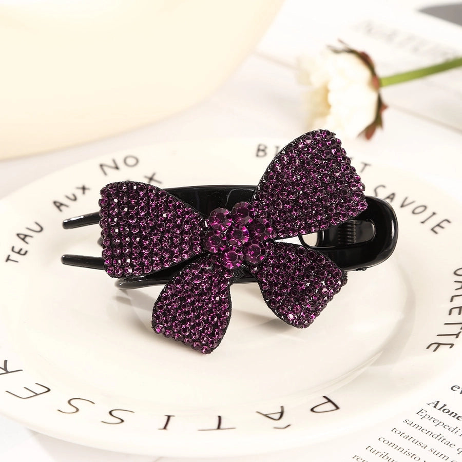 elegant bow knot plastic inlay rhinestones hair clip