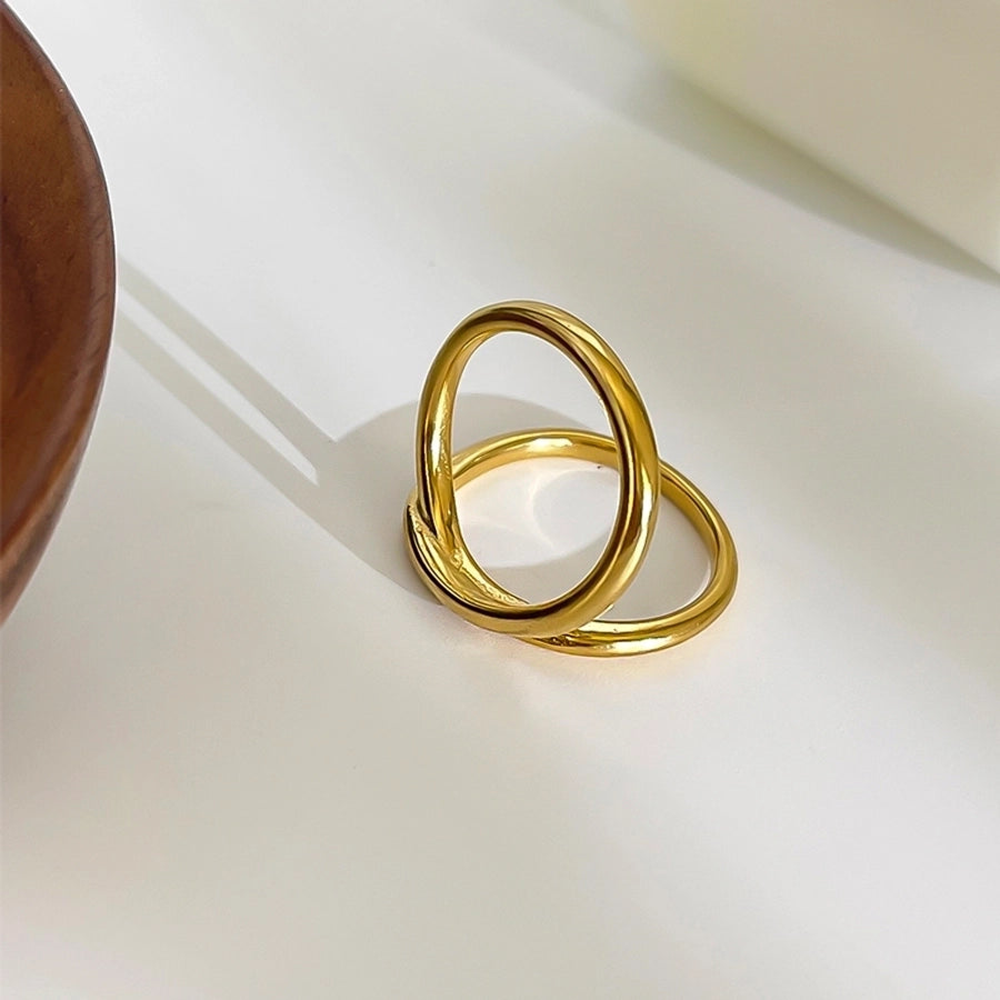 Jewelry Retro French Style IG Style Geometric 316L Stainless Steel  18K Gold Plated Irregular Open Rings
