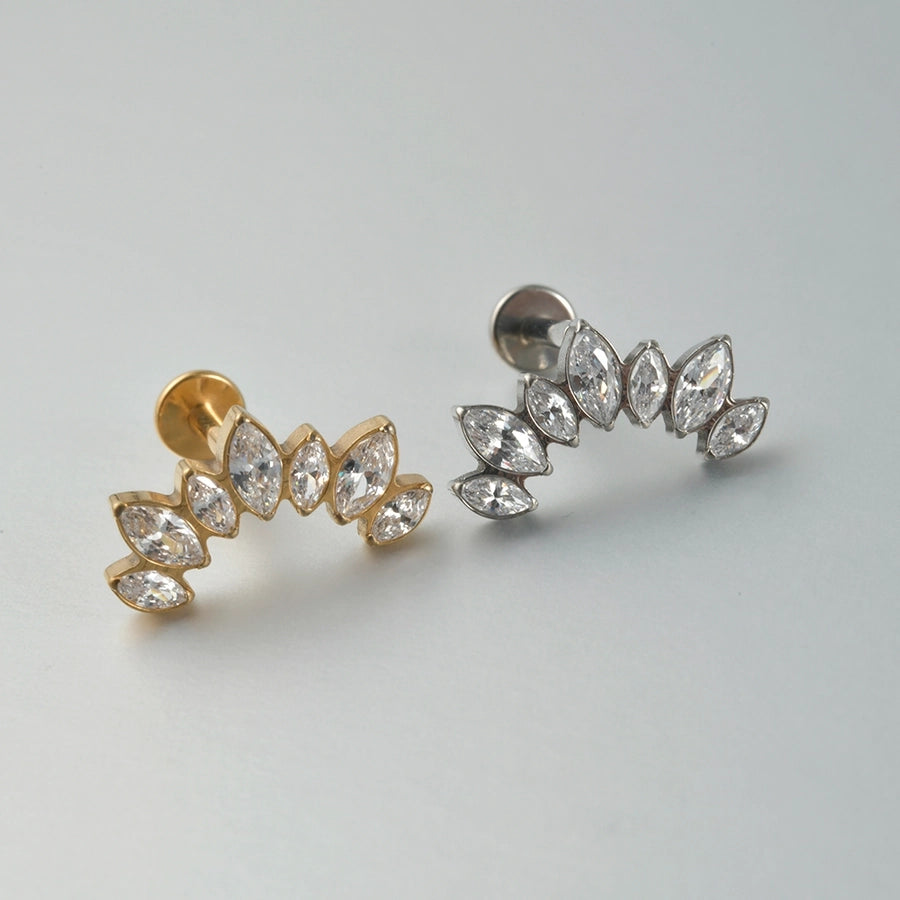 1 Piece Lip Rings Elegant Vacation Tropical Moon G23 Titanium Alloy Plating Inlay Zircon 18K Gold Plated Lip Rings Ear Cartilage Rings & Studs