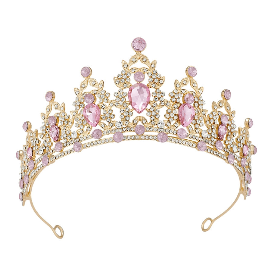 glam luxurious lady crown alloy plating inlay zircon crown