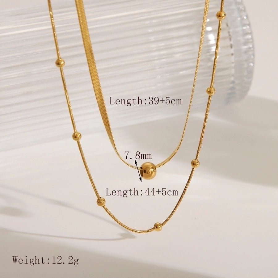 Jewelry French Style Sweet Commute Solid Color 304 Stainless Steel 18K Gold Plated Double Layer Necklaces