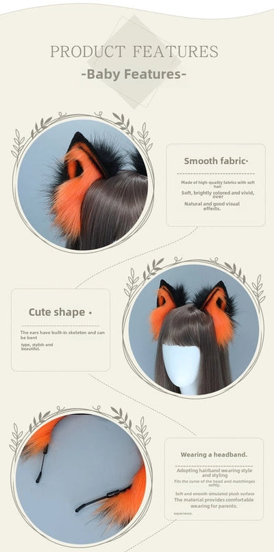 Halloween Props Spot Holy Beast Spirit Hair Accessories Japanese cosplay Accessories Simulation Beast Ear Plush Headwear