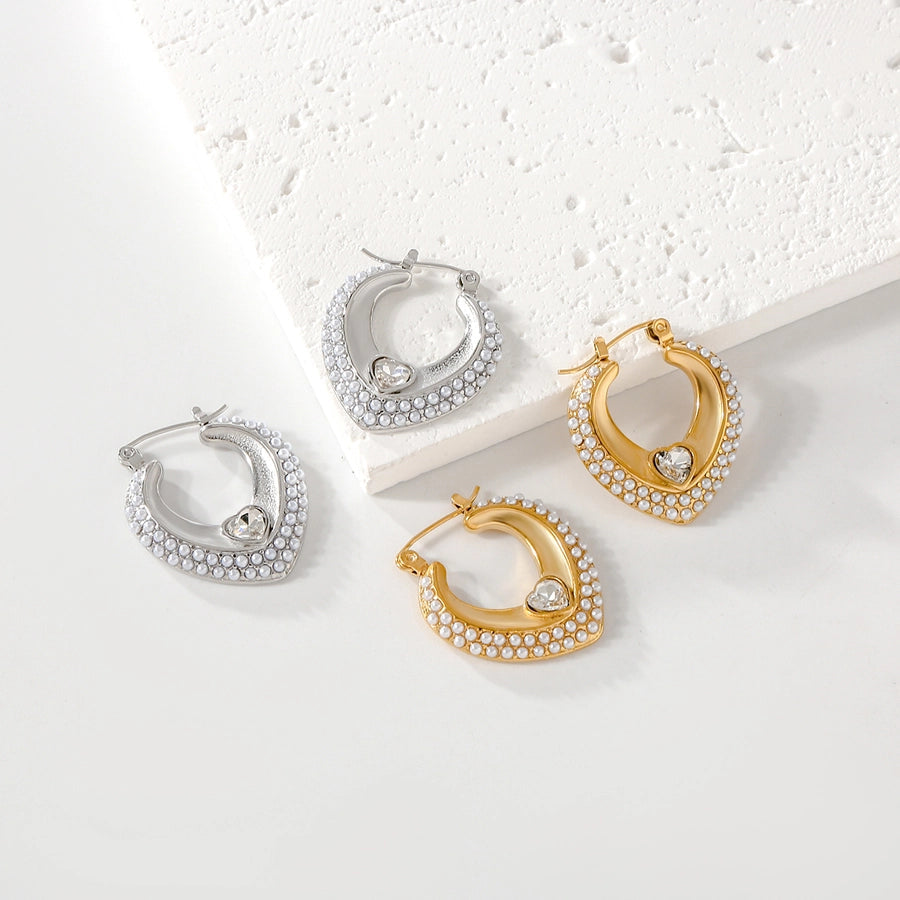 1 Pair Elegant Cute U Shape Geometric 304 Stainless Steel Artificial Pearls Earrings Ear Studs