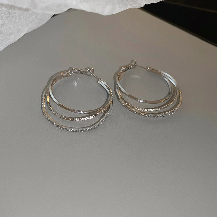 1 Pair Simple Style Circle Plating Inlay Copper Zircon 18K Gold Plated Hoop Earrings