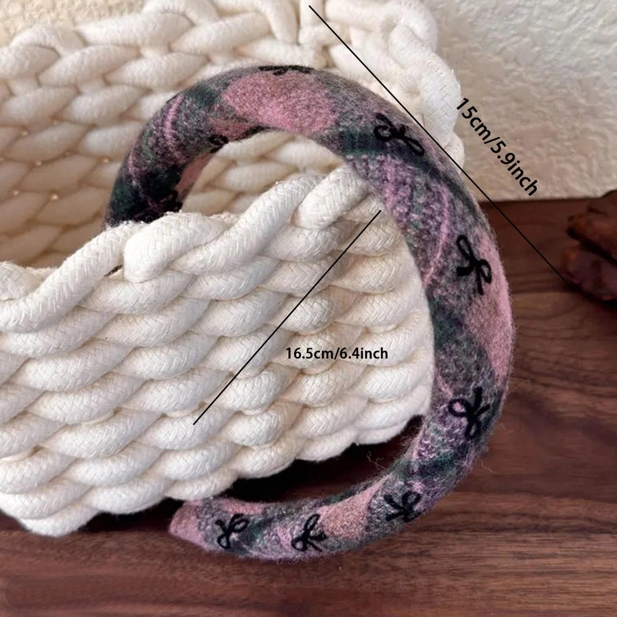 Women's Classical Retro Lattice woolen Fabric Hair Band