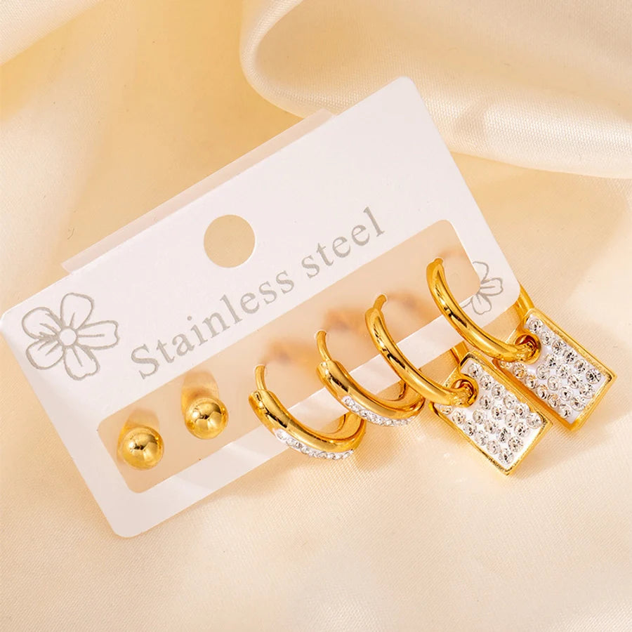1 Set Elegant Star Heart Shape 304 Stainless Steel Drop Earrings